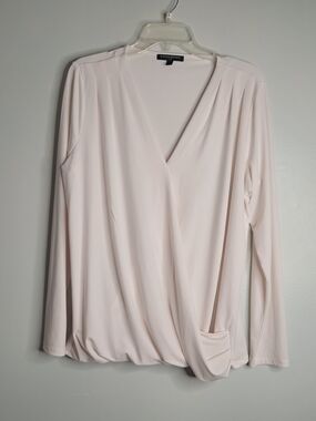 Banana Republic Creme Colored Draped V-Neck Long Sleeve Top